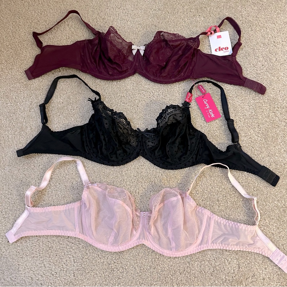 NWT Cleo by Panache and EUC Curvy Kate bras, size 36F - Lot of 3